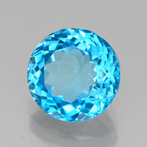 2.43 ct Swiss Blue Topaz Stone, Natural Topaz in Round Facet Shape for Sale
