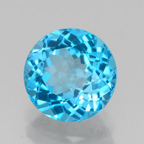 2.34 ct Blue Topaz Stone, Natural Topaz in Round Facet Shape for Sale