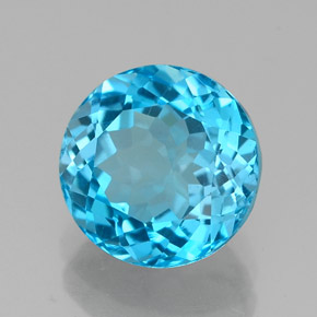 2.48 ct Blue Topaz Stone, Natural Topaz in Round Facet Shape for Sale