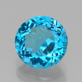 2.39 ct Blue Topaz Stone, Natural Topaz in Round Facet Shape for Sale