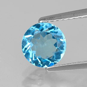 1.34 ct Blue Topaz Gemstone, Topaz Gem in Round Facet Shape for Sale.