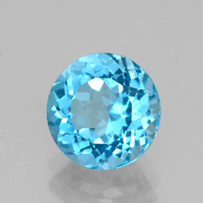 2.46 ct Blue Topaz Stone, Natural Topaz in Round Facet Shape for Sale