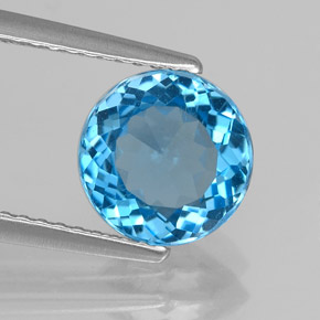 2.07 ct Blue Topaz Gemstone, Topaz Gem in Round Facet Shape for Sale.
