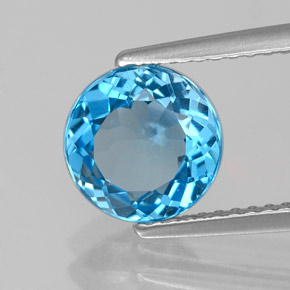 2.07 ct Blue Topaz Stone, Natural Topaz in Round Facet Shape for Sale