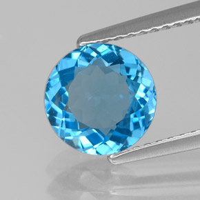 2.14 ct Blue Topaz Gemstone, Topaz Gem in Round Facet Shape for Sale.