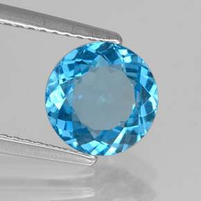 2.14 ct Blue Topaz Stone, Natural Topaz in Round Facet Shape for Sale