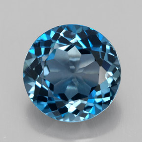 3.38 ct Blue Topaz Gemstone, Topaz Gem in Round Facet Shape for Sale.