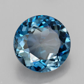 3.38 ct Blue Topaz Stone, Natural Topaz in Round Facet Shape for Sale