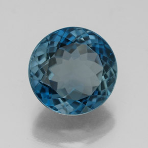 3.36 ct Blue Topaz Stone, Natural Topaz in Round Facet Shape for Sale