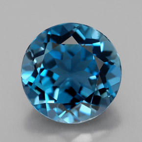 3.44 ct Blue Topaz Gemstone, Topaz Gem in Round Facet Shape for Sale.