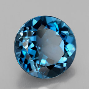 3.44 ct Blue Topaz Stone, Natural Topaz in Round Facet Shape for Sale