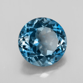 3.43 ct Blue Topaz Stone, Natural Topaz in Round Facet Shape for Sale
