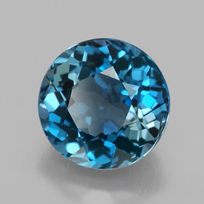 3.26 ct Blue Topaz Stone, Natural Topaz in Round Facet Shape for Sale