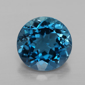 3.30 ct Blue Topaz Gemstone, Topaz Gem in Round Facet Shape for Sale.