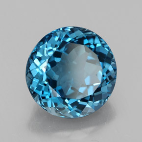 3.32 ct Blue Topaz Stone, Natural Topaz in Round Facet Shape for Sale