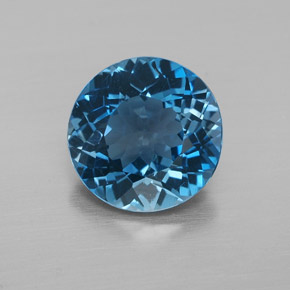 3.20 ct Blue Topaz Gemstone, Topaz Gem in Round Facet Shape for Sale.