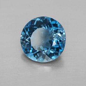 3.20 ct Blue Topaz Stone, Natural Topaz in Round Facet Shape for Sale