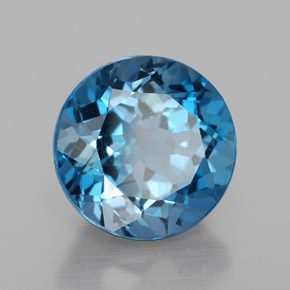 3.57 ct Blue Topaz Stone, Natural Topaz in Round Facet Shape for Sale
