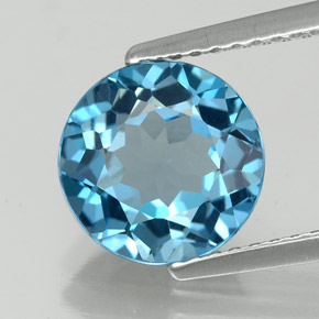 2.58 ct Blue Topaz Gemstone, Topaz Gem in Round Facet Shape for Sale.
