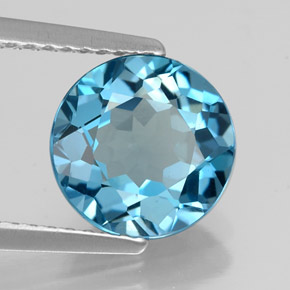 2.58 ct Blue Topaz Stone, Natural Topaz in Round Facet Shape for Sale