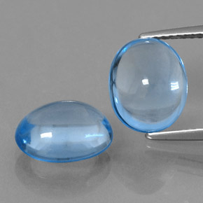 7.62 ctw Blue Topaz Gemstones, Topaz Gems in Oval Cabochon Shape for Sale.