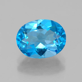 2.26 ct Blue Topaz Gemstone, Topaz Gem in Oval Facet Shape for Sale.