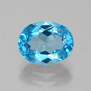 2.64 ct Blue Topaz Gemstone, Topaz Gem in Oval Facet Shape for Sale.