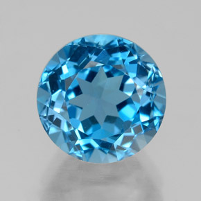 4.14 ct Blue Topaz Gemstone, Topaz Gem in Round Facet Shape for Sale.