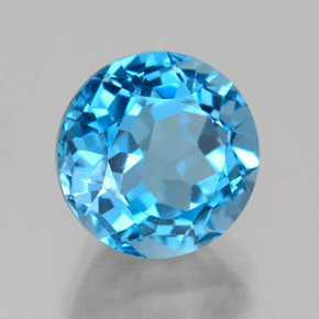 4.14 ct Blue Topaz Stone, Natural Topaz in Round Facet Shape for Sale