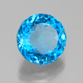 3.72 ct Blue Topaz Stone, Natural Topaz in Round Facet Shape for Sale