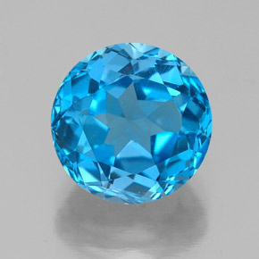 3.90 ct Blue Topaz Gemstone, Topaz Gem in Round Facet Shape for Sale.