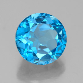 3.90 ct Blue Topaz Stone, Natural Topaz in Round Facet Shape for Sale