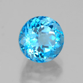 2.92 ct Blue Topaz Stone, Natural Topaz in Round Facet Shape for Sale