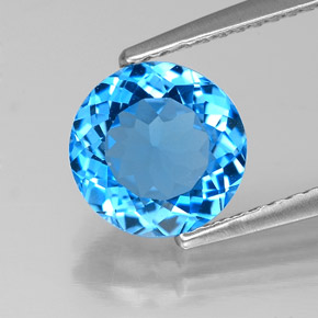 2.16 ct Blue Topaz Gemstone, Topaz Gem in Round Facet Shape for Sale.