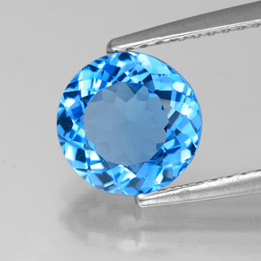 2.16 ct Blue Topaz Stone, Natural Topaz in Round Facet Shape for Sale