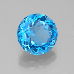 2.54 ct Blue Topaz Stone, Natural Topaz in Round Facet Shape for Sale