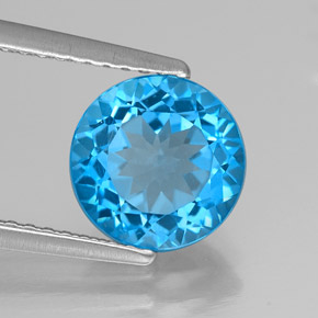 2.22 ct Blue Topaz Gemstone, Topaz Gem in Round Facet Shape for Sale.