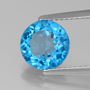 2.22 ct Blue Topaz Stone, Natural Topaz in Round Facet Shape for Sale