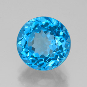 3.50 ct Blue Topaz Stone, Natural Topaz in Round Facet Shape for Sale