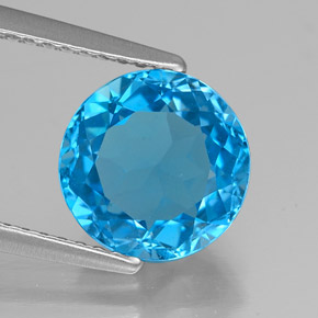 2.90 ct Blue Topaz Gemstone, Topaz Gem in Round Facet Shape for Sale.