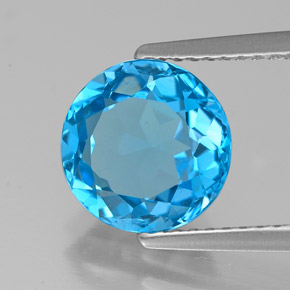 2.90 ct Blue Topaz Stone, Natural Topaz in Round Facet Shape for Sale