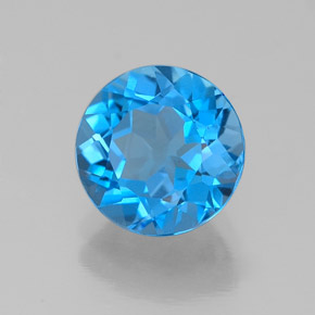 2.28 ct Blue Topaz Stone, Natural Topaz in Round Facet Shape for Sale
