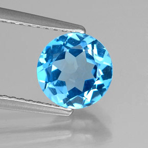 1.57 ct Blue Topaz Gemstone, Topaz Gem in Round Facet Shape for Sale.