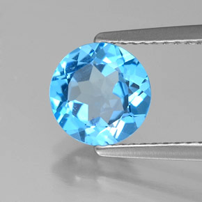 1.57 ct Blue Topaz Stone, Natural Topaz in Round Facet Shape for Sale