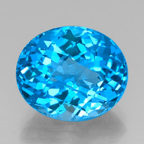 11.31 ct Blue Topaz Gemstone, Topaz Gem in Oval Checkerboard Shape for Sale.