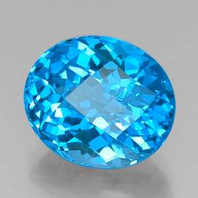 11.31 ct Blue Topaz Stone, Natural Topaz in Oval Checkerboard Shape for Sale