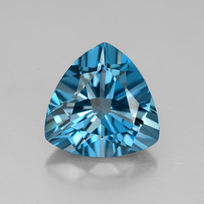 5.28 ct Blue Topaz Gemstone, Topaz Gem in Trillion Facet Shape for Sale.