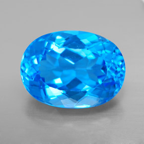 11.54 ct Blue Topaz Gemstone, Topaz Gem in Oval Facet Shape for Sale.