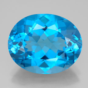 12.69 ct Blue Topaz Gemstone, Topaz Gem in Oval Facet Shape for Sale.