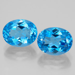 5.43 ct Blue Topaz Gemstone, Topaz Gem in Oval Facet Shape for Sale.